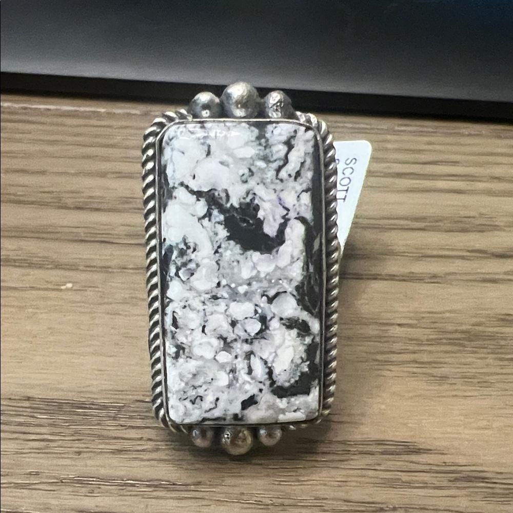 Scott Skeets White Buffalo Sterling Ring